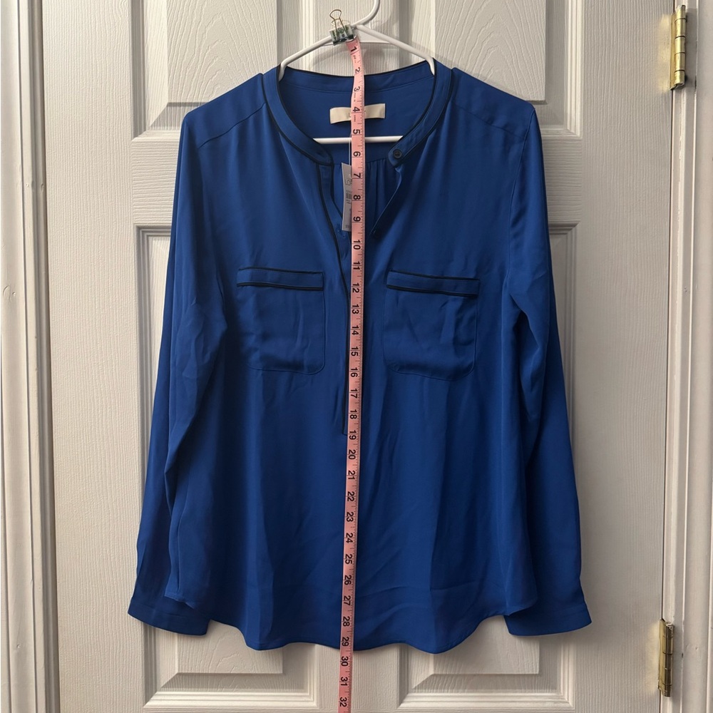 Stylish Blue Long Sleeve Blouse